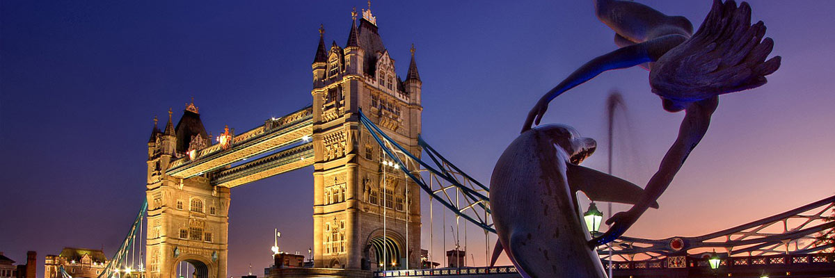 The London Tower Bridge at dusk.