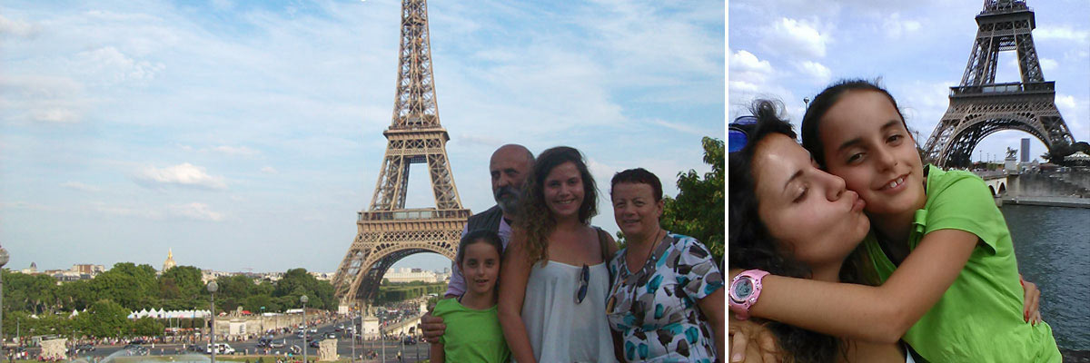 Claudia frente a la torre eiffel