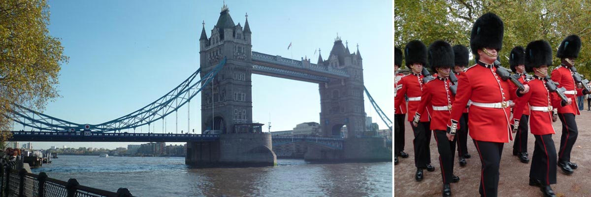 Les impressions d'Élodie de Londres: London Bridge et des Queen's guards