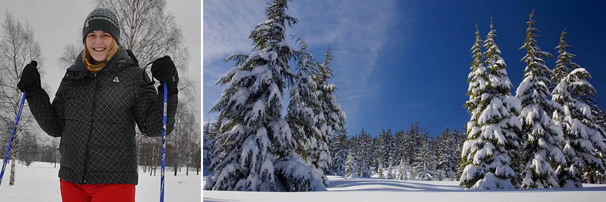 Franziska genießt die Winterlandschaft in Finnland