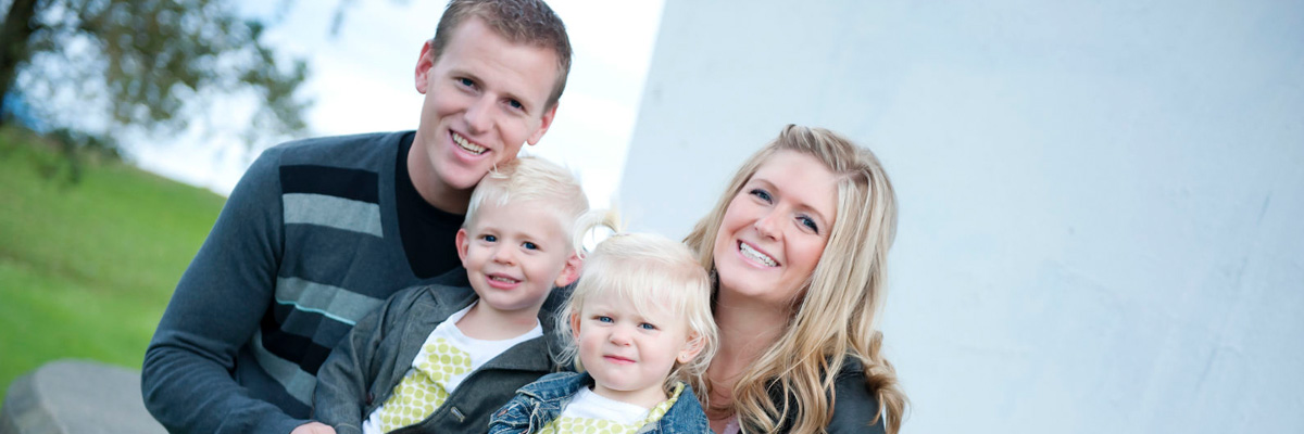 Host mum Kim with her cute children and her husband.