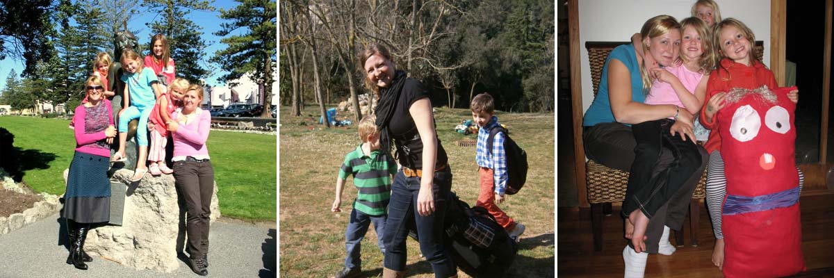 Leonie in Auckland with her host children