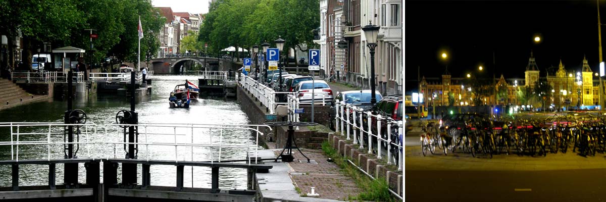 Amsterdam und Fahrräder bei Nacht