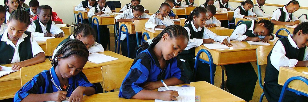 African children in a school