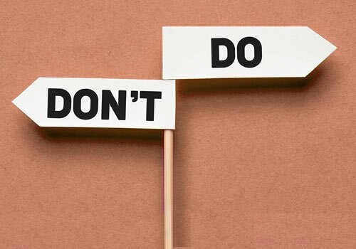Graphic with direction arrows with do and don't