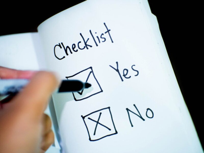 Checklist with Yes and No