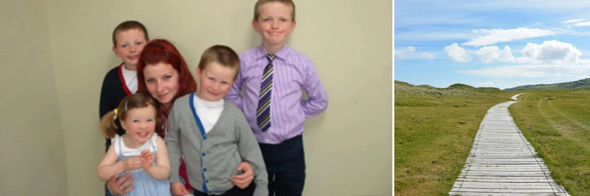Nikola with her host kids (left) and a wooden walkway in Ireland (right)