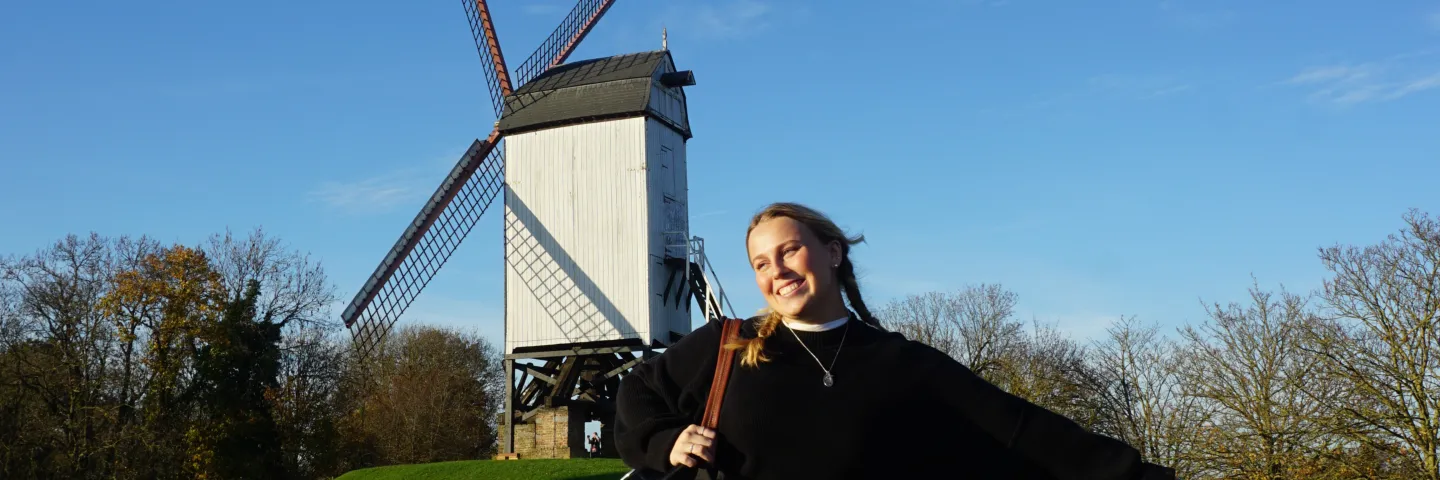 Michelle in front of windmill