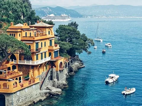 Portofino, Italy sea shore cliffs