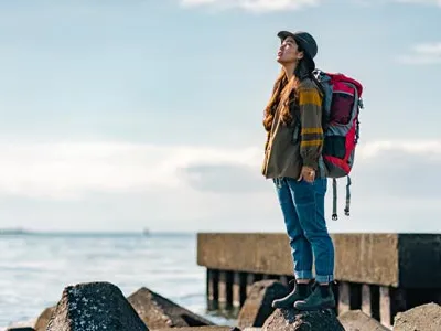 young backpacker woman