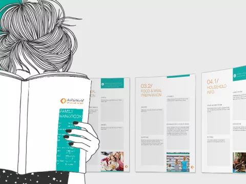 Girl reading the family handbook