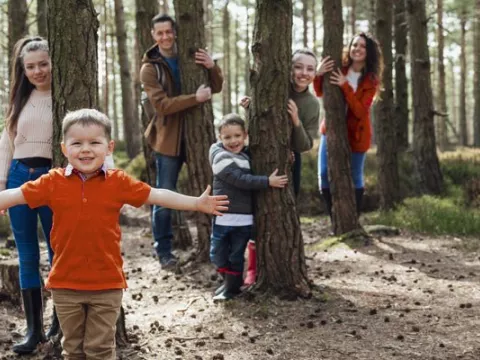 Family in the forest