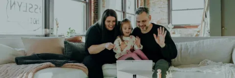 A host family in a video call