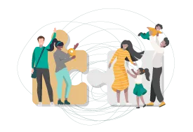 Graphic Au pairs and families with puzzle