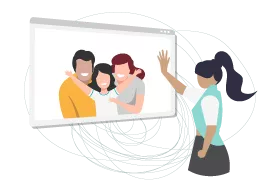 Au pair talsk to family graphic