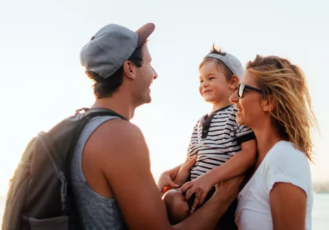Young family on the beach