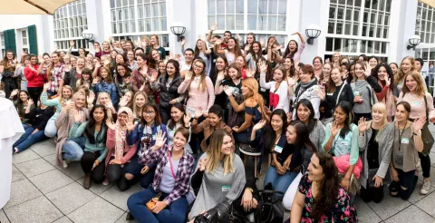 Group photo of our au pairs attending our first au pair meeting in Frankfurt