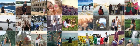 Bild Collage mit Motiven von Au-pairs und Familien