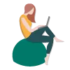 Woman sitting on a Ball with a laptop