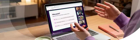laptop screen showing a online group learning