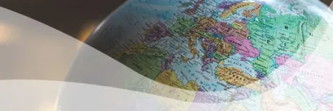 Image of a globe, showing europe