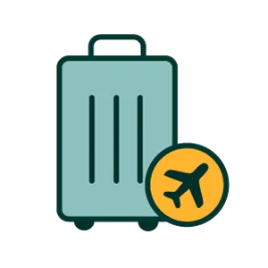 Suitcase with airplane icon.