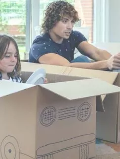 Father and Kid doing a car race