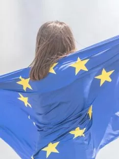 A Girl with an EU flag