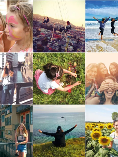 Bild Collage mit Motiven von Au-pairs und Familien